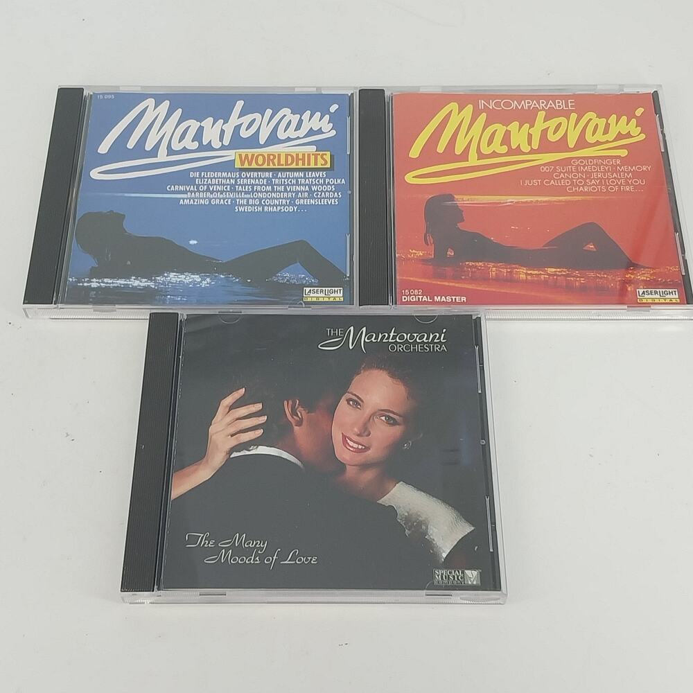 Mantovani World Hits Incomparable & Many Moods of Love 3 CD Orchestral 1991